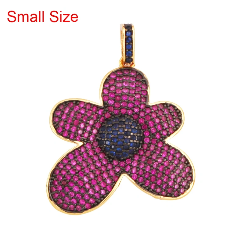 Luxury Classics Clover Leaf Sun Flower Zircon Focal Charm Pendant,Real 18K Gold Plated Jewelry Findings Accessories Supplies S01