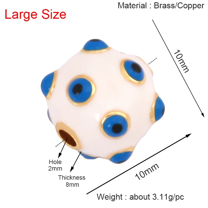 Trendy Colourful Enamel Eye Spherical Geometry Spacor Bead,Real 18K Gold Plated DIY Bracelet Necklace Accessories Supplies K88