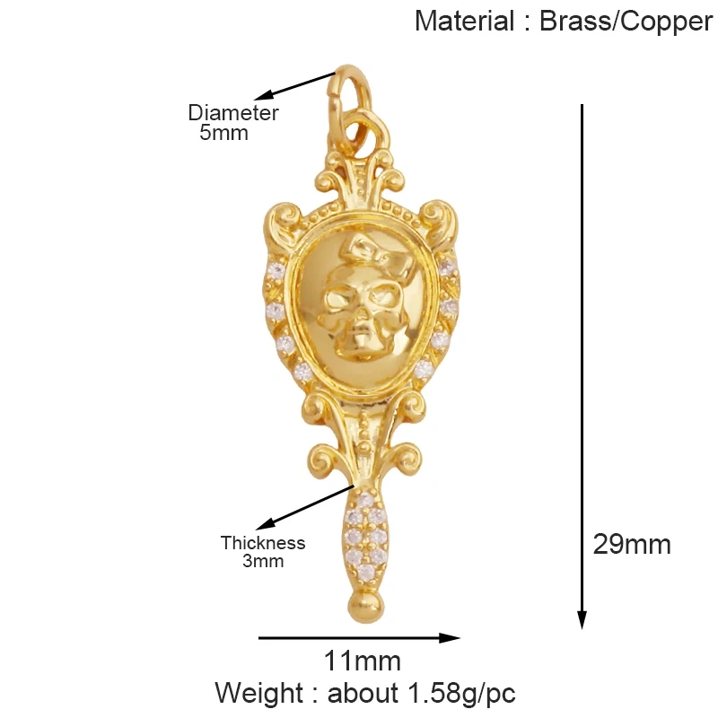 Trendy Skull Ghost Halloween Zircon Enamel Charm Pendant,Real 18K Gold Plated Colour Craft Jewelry Necklace Supplies S13