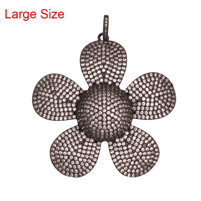 Luxury Classics Clover Leaf Sun Flower Zircon Focal Charm Pendant,Real 18K Gold Plated Jewelry Findings Accessories Supplies S01