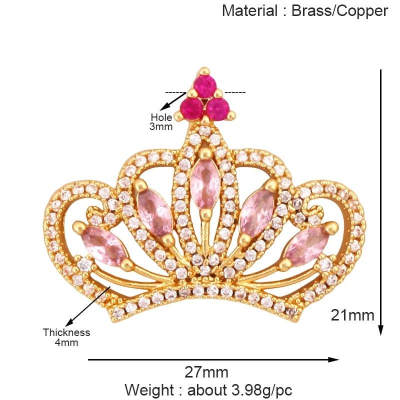 Guarden Angel Crown Goddess Amulet Medallion Zircon Charm Pendant,Real 18K Gold Plated Necklace Jewelry Findings Supplies S06