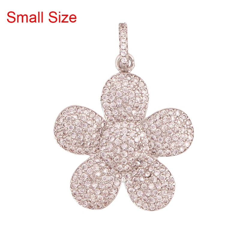 Luxury Classics Clover Leaf Sun Flower Zircon Focal Charm Pendant,Real 18K Gold Plated Jewelry Findings Accessories Supplies S01
