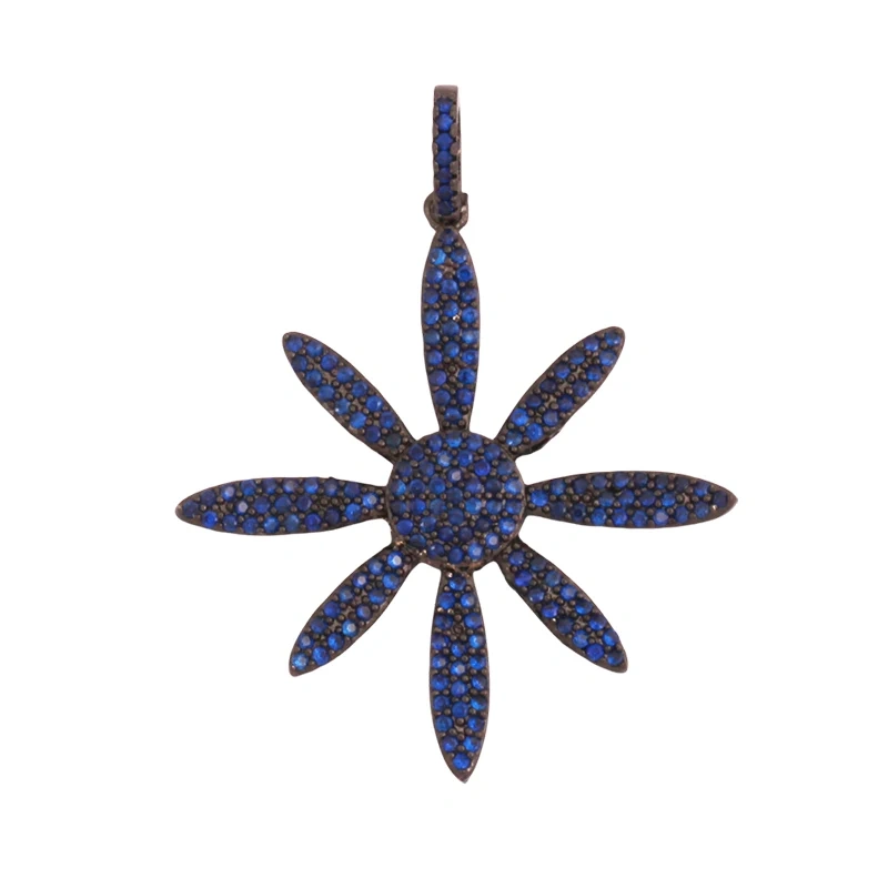 Luxury Classics Clover Leaf Sun Flower Zircon Focal Charm Pendant,Real 18K Gold Plated Jewelry Findings Accessories Supplies S01