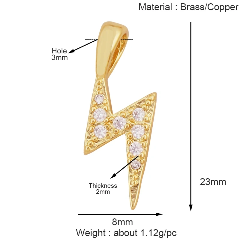 Trendy Lightning Star Pattern Geometry Charm Pendant,Real 18K Gold Plated Zircon Jewelry Necklace Accessories Supplies S09