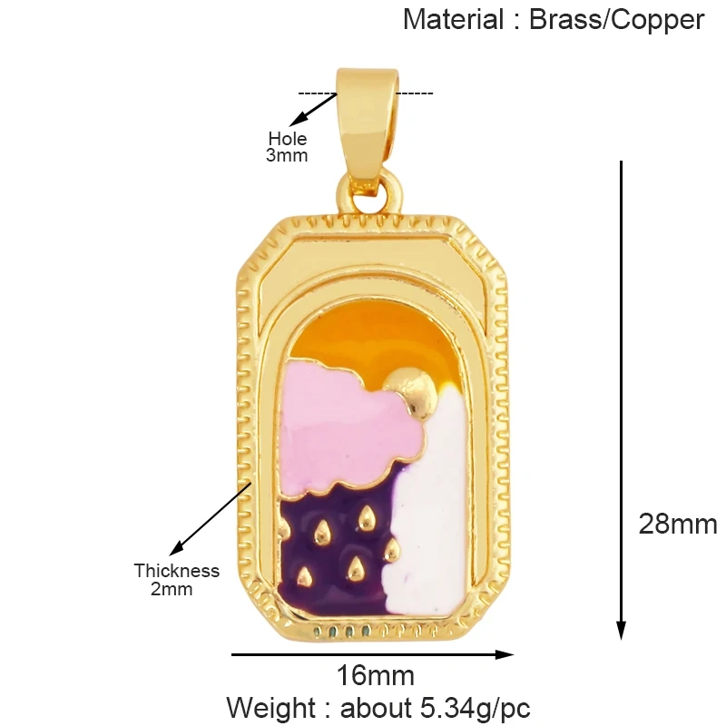 Geometry Enamel Tarot Cards Heart Flower Dolphin Charm Pendant,Real 18K Gold Plated Bracelets Necklaces Jewelry Supplies S11