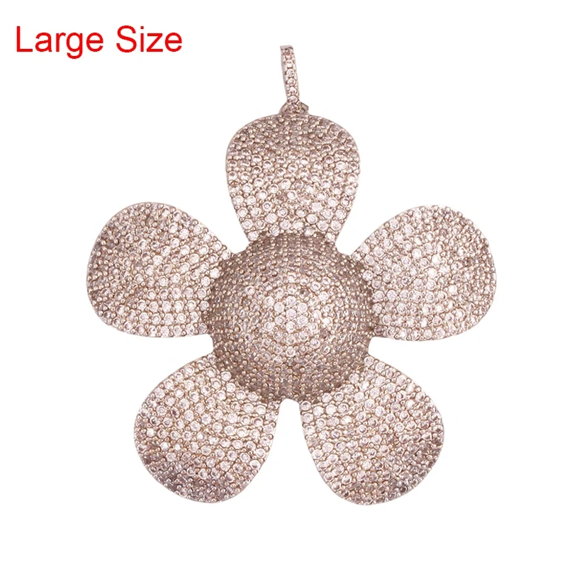 Luxury Classics Clover Leaf Sun Flower Zircon Focal Charm Pendant,Real 18K Gold Plated Jewelry Findings Accessories Supplies S01
