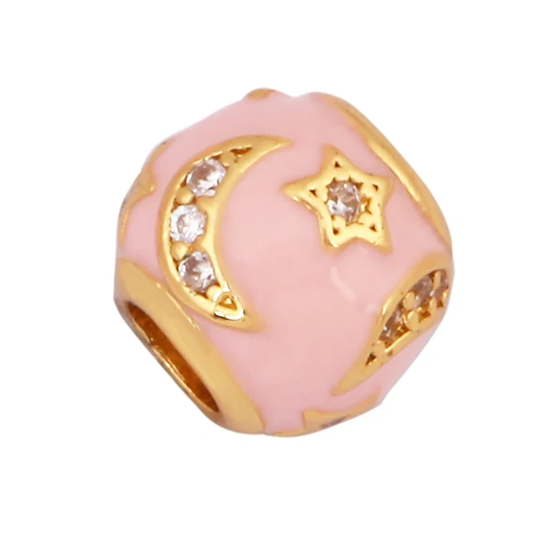 Fashion Delicacy Flowers Heart Round Geometry Shape Star Moon Spacer Beads,Colorful Tube18K Gold Jewelry Making Supplies K82