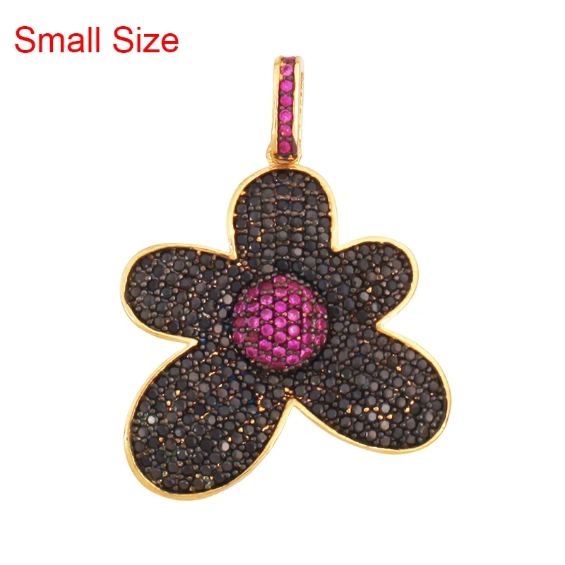 Luxury Classics Clover Leaf Sun Flower Zircon Focal Charm Pendant,Real 18K Gold Plated Jewelry Findings Accessories Supplies S01