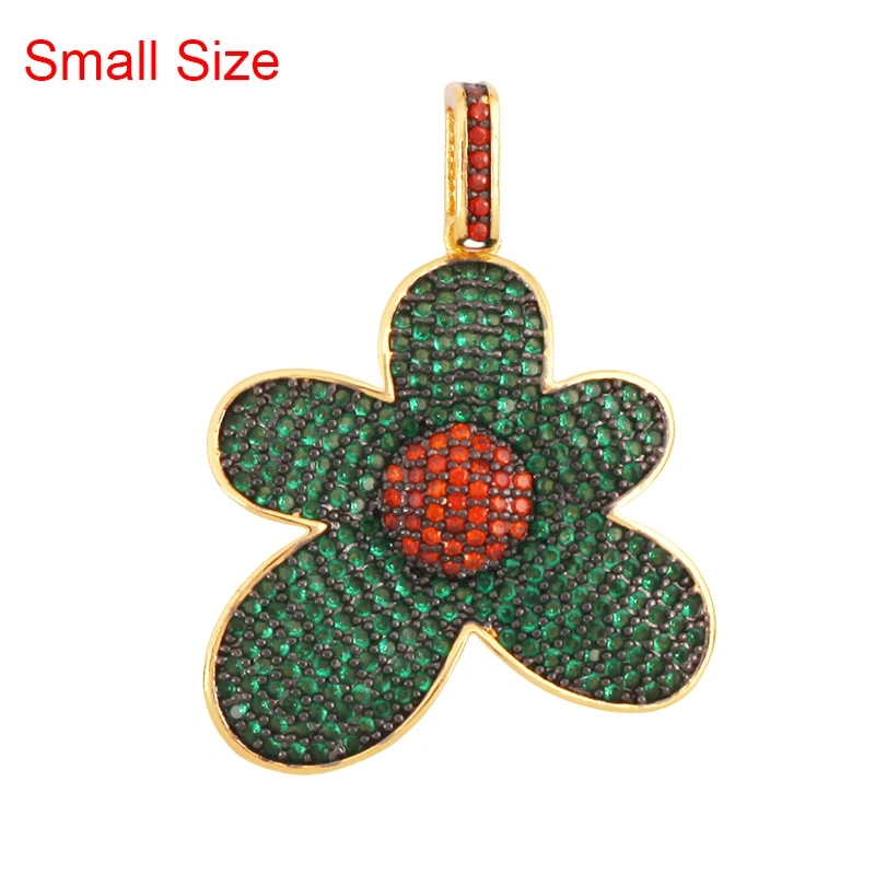 Luxury Classics Clover Leaf Sun Flower Zircon Focal Charm Pendant,Real 18K Gold Plated Jewelry Findings Accessories Supplies S01
