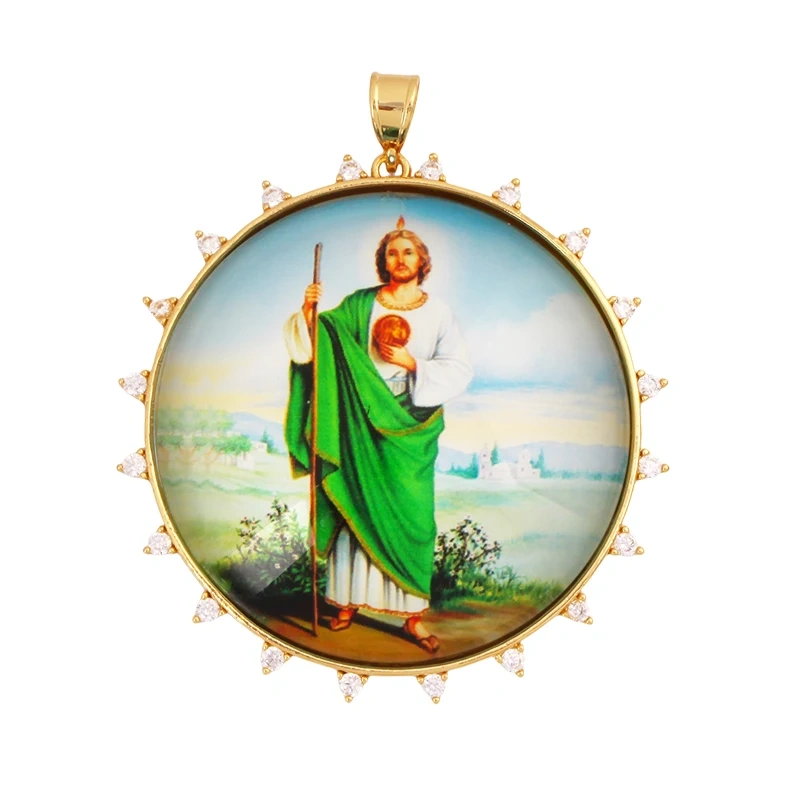 Jumbo Holy Religious Jesus Virgin Mary Evil Eye Hand Charm Pendant,Real 18K Gold Plated Jewelry Necklace Bracelet Supplies S16