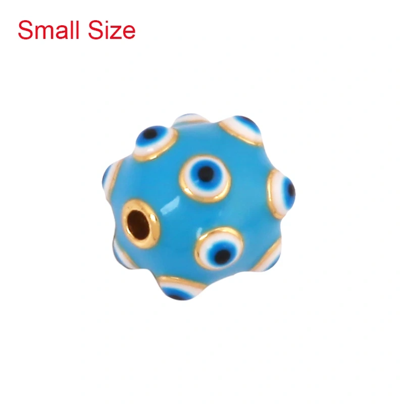 Trendy Colourful Enamel Eye Spherical Geometry Spacor Bead,Real 18K Gold Plated DIY Bracelet Necklace Accessories Supplies K88