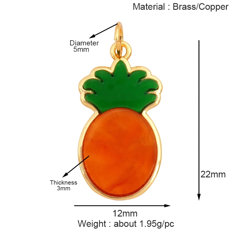 Fruit Apple Pomegranate Pineapple Strawberry Cherry Lemon Banana Charm Pendant,Jewelry Necklace Bracelet Making Supply K67