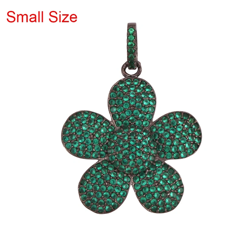 Luxury Classics Clover Leaf Sun Flower Zircon Focal Charm Pendant,Real 18K Gold Plated Jewelry Findings Accessories Supplies S01