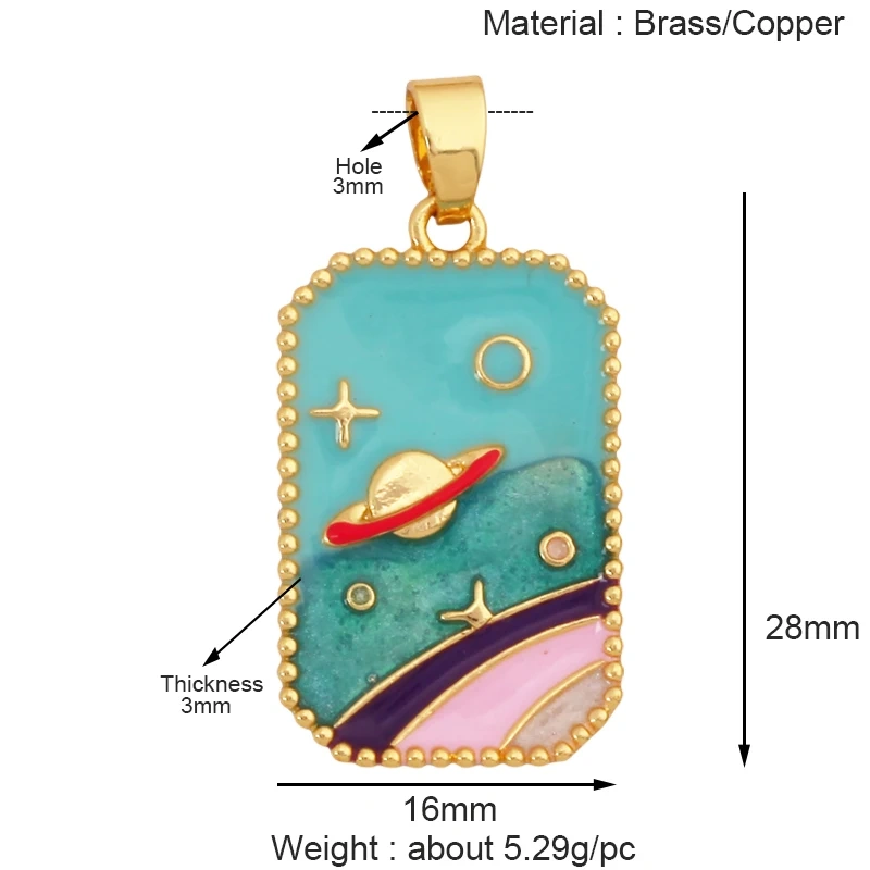 Geometry Enamel Tarot Cards Heart Flower Dolphin Charm Pendant,Real 18K Gold Plated Bracelets Necklaces Jewelry Supplies S11