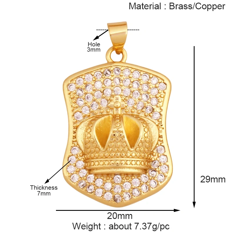 Guarden Angel Crown Goddess Amulet Medallion Zircon Charm Pendant,Real 18K Gold Plated Necklace Jewelry Findings Supplies S06