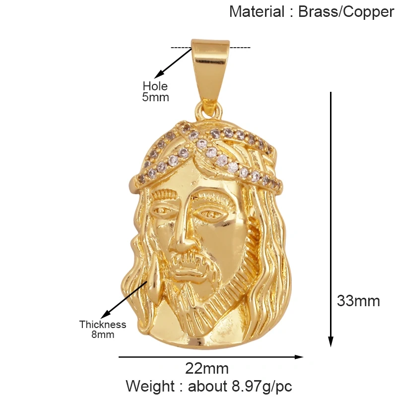 Religious Style Holy Jesus Virgin Mary Charm Geometry Pendant,18K Gold Inlaid Cubic Zirconia Jewelry Necklace Accessories S08