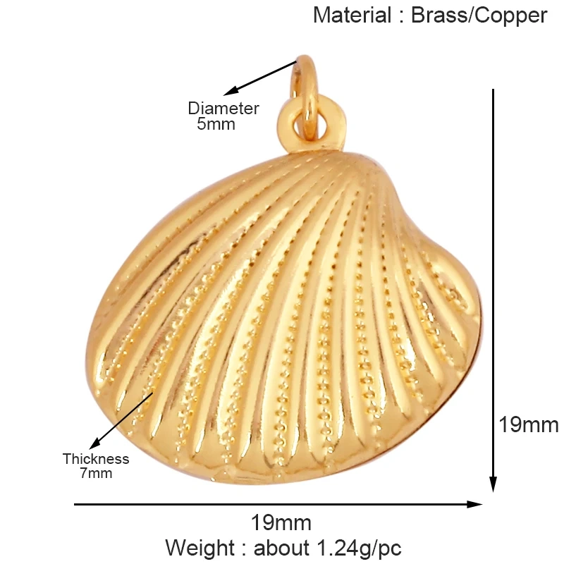 Marine Organism Sea Horse Turtle Fish Conch Shell Starfish Charm Pendant,Real 8K Gold Plated Zircon Jewelry Finding Supplies S05