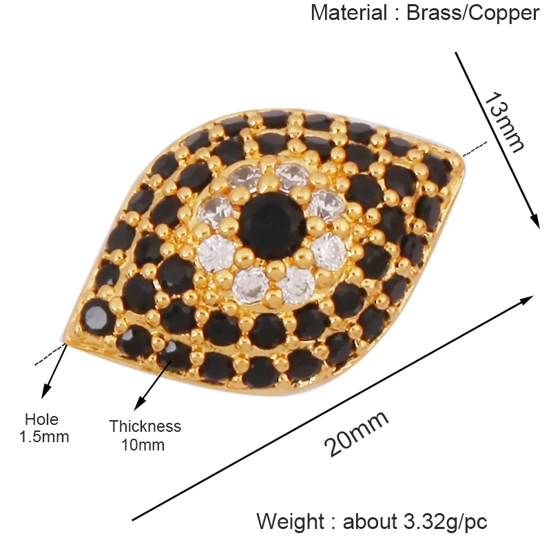 Luxury Pave Micro Zirconia Eye Spherical Geometry Spacor Bead,Real 18K Gold Plated DIY Bracelet Necklace Accessories Supply N15