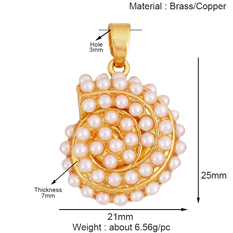 Marine Organism Fish Conch Shell Starfish Jellyfish Carp Charm Pendant,Real 8K Gold Plated Zircon Jewelry Finding Supplies S10