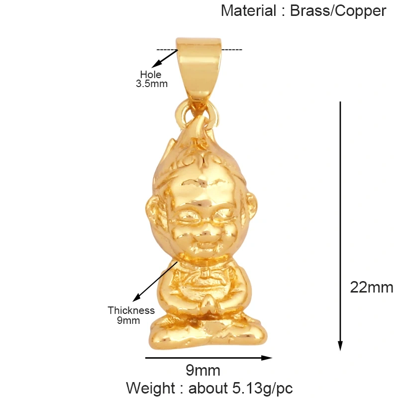 New Wukong Anime Figures Macaque Monkey Game Model Men's Charm Pendant,Real 18K Gold Plated Necklace Craft Jewelry Supplies S09