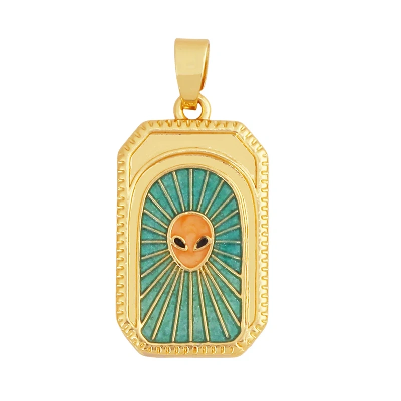 Geometry Enamel Tarot Cards Heart Flower Dolphin Charm Pendant,Real 18K Gold Plated Bracelets Necklaces Jewelry Supplies S11