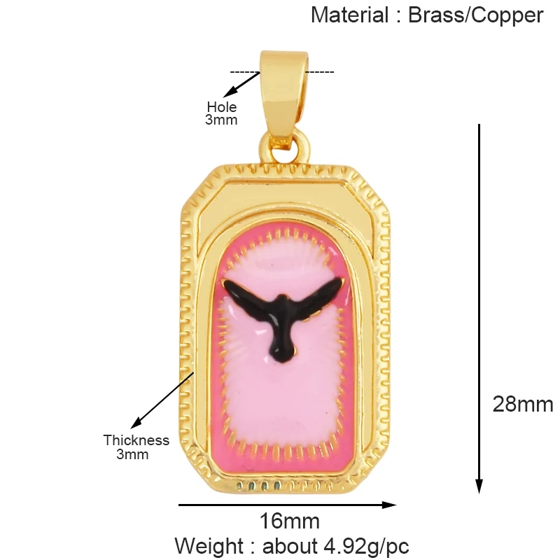 Geometry Enamel Tarot Cards Heart Flower Dolphin Charm Pendant,Real 18K Gold Plated Bracelets Necklaces Jewelry Supplies S11