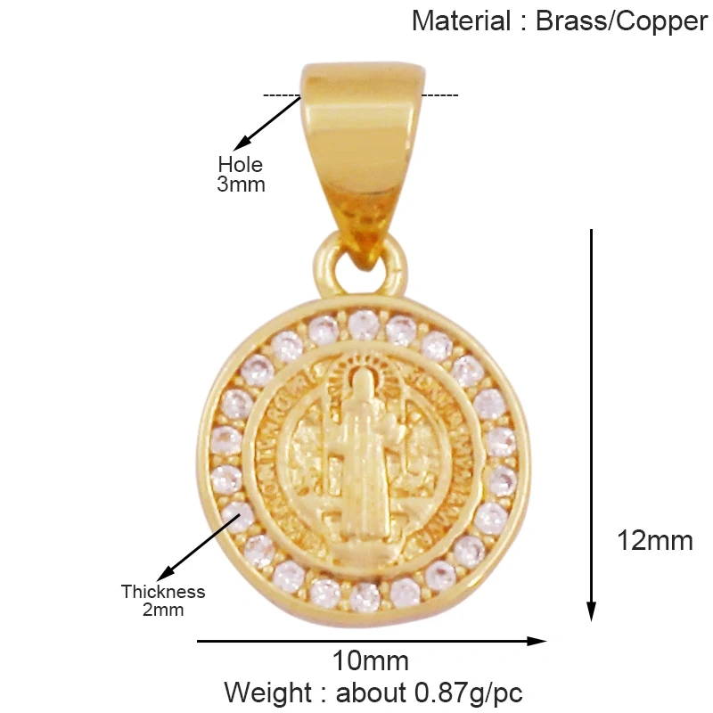 Holy Religious Style Jesus Virgin Mary Charms Pendant,Real 18K Gold Plated Zircon Shell Jewelry Necklace Accessories Supply S15