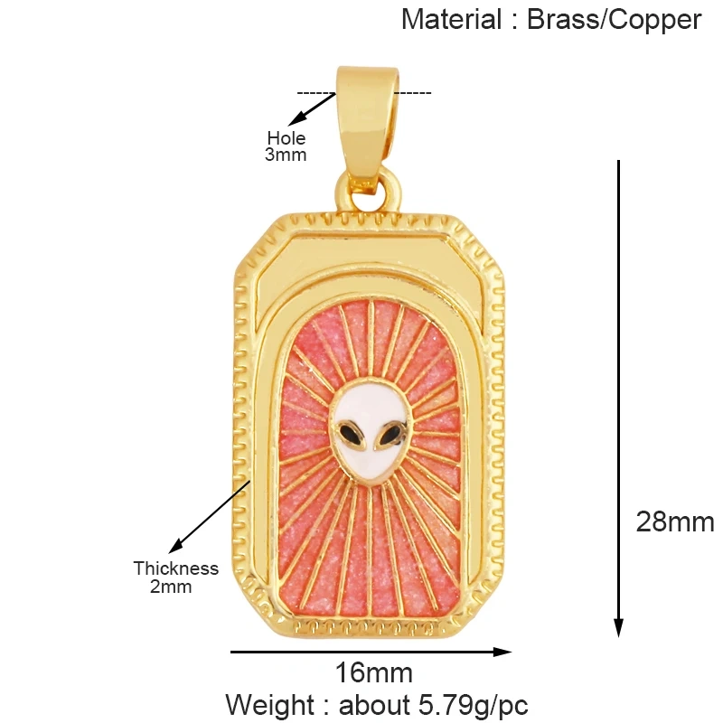 Geometry Enamel Tarot Cards Heart Flower Dolphin Charm Pendant,Real 18K Gold Plated Bracelets Necklaces Jewelry Supplies S11