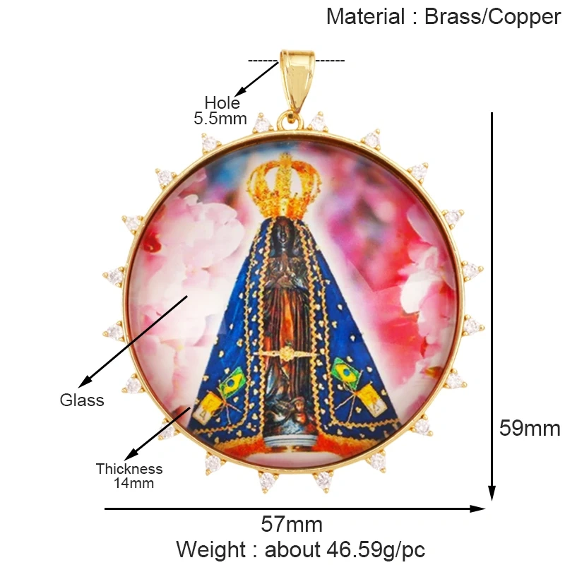 Jumbo Holy Religious Jesus Virgin Mary Evil Eye Hand Charm Pendant,Real 18K Gold Plated Jewelry Necklace Bracelet Supplies S16