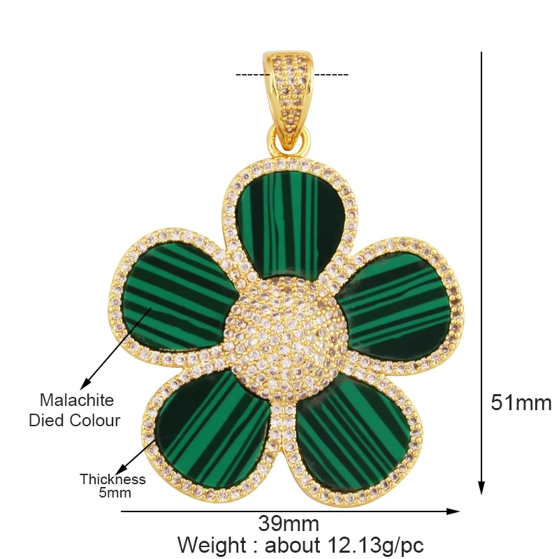 Luxury Classics Clover Leaf Sun Flower Zircon Focal Charm Pendant,Real 18K Gold Plated Jewelry Findings Accessories Supplies S01