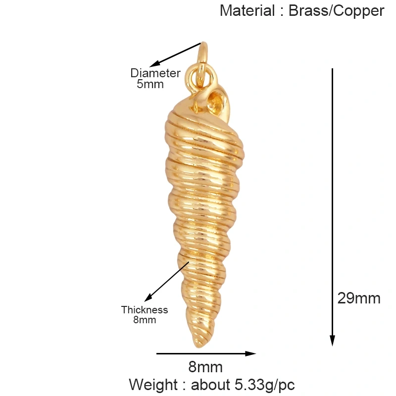 Marine Organism Sea Horse Turtle Fish Conch Shell Starfish Charm Pendant,Real 8K Gold Plated Zircon Jewelry Finding Supplies S05