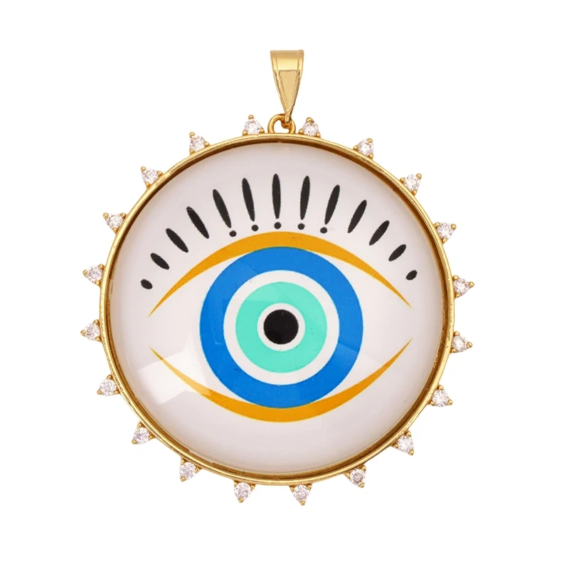 Jumbo Holy Religious Jesus Virgin Mary Evil Eye Hand Charm Pendant,Real 18K Gold Plated Jewelry Necklace Bracelet Supplies S16