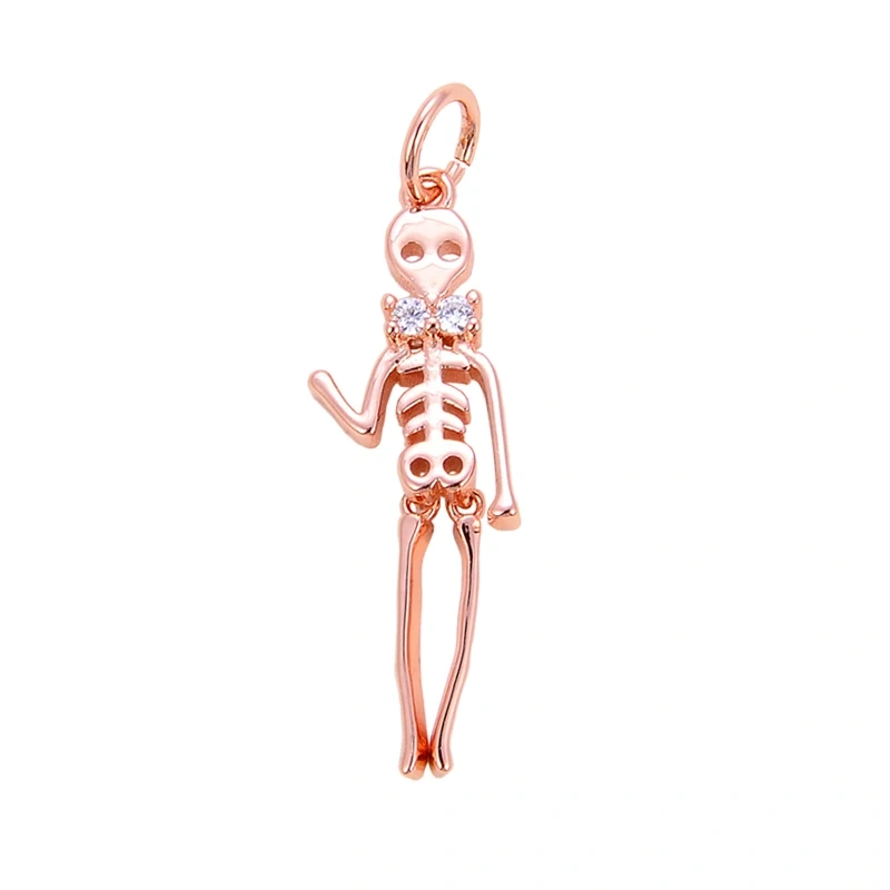 Trendy Skull Ghost Halloween Zircon Enamel Charm Pendant,Real 18K Gold Plated Colour Craft Jewelry Necklace Supplies S13