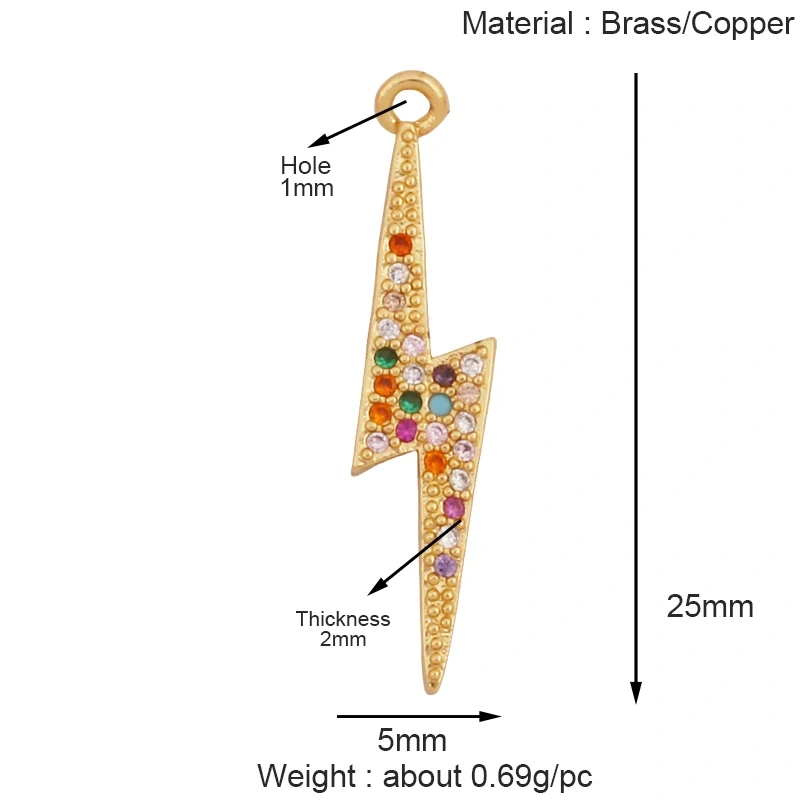 Trendy Lightning Star Pattern Geometry Charm Pendant,Real 18K Gold Plated Zircon Jewelry Necklace Accessories Supplies S09