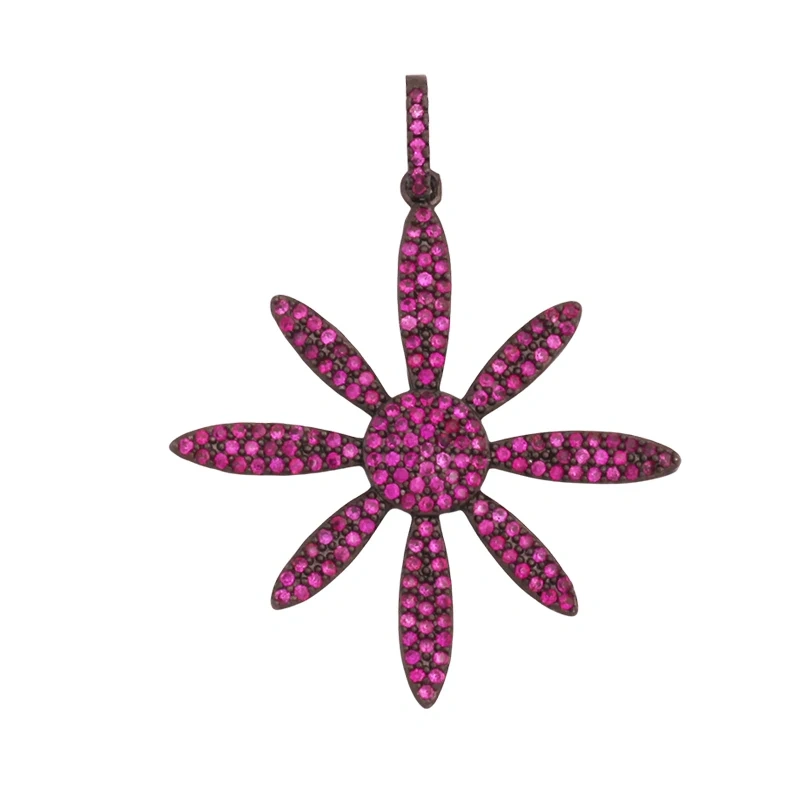 Luxury Classics Clover Leaf Sun Flower Zircon Focal Charm Pendant,Real 18K Gold Plated Jewelry Findings Accessories Supplies S01