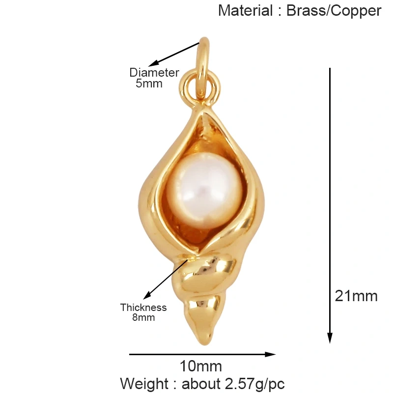 Marine Organism Sea Horse Turtle Fish Conch Shell Starfish Charm Pendant,Real 8K Gold Plated Zircon Jewelry Finding Supplies S05