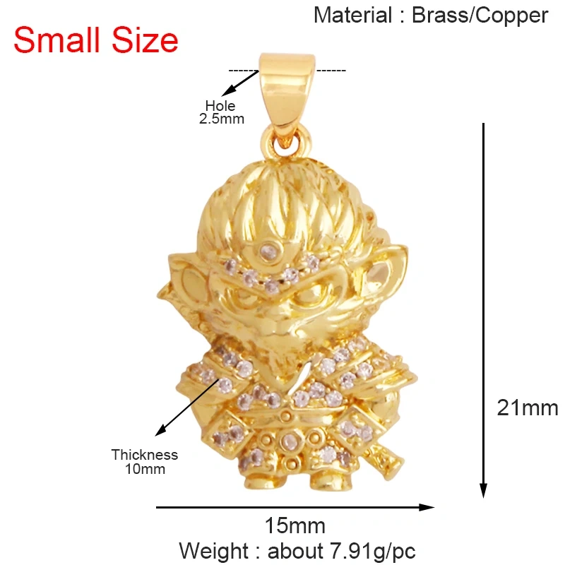 New Wukong Anime Figures Macaque Monkey Game Model Men's Charm Pendant,Real 18K Gold Plated Necklace Craft Jewelry Supplies S09