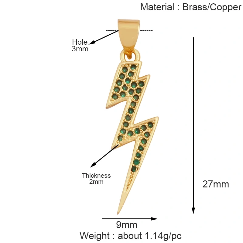 Trendy Lightning Star Pattern Geometry Charm Pendant,Real 18K Gold Plated Zircon Jewelry Necklace Accessories Supplies S09