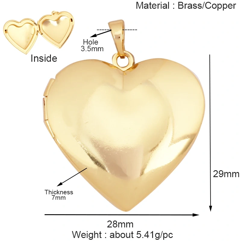Fashion Love Heart Oval Rectangle Box Locket,Real 18K Gold Plated Open Type Charm Pendant Jewelry Accessories Supplies S03