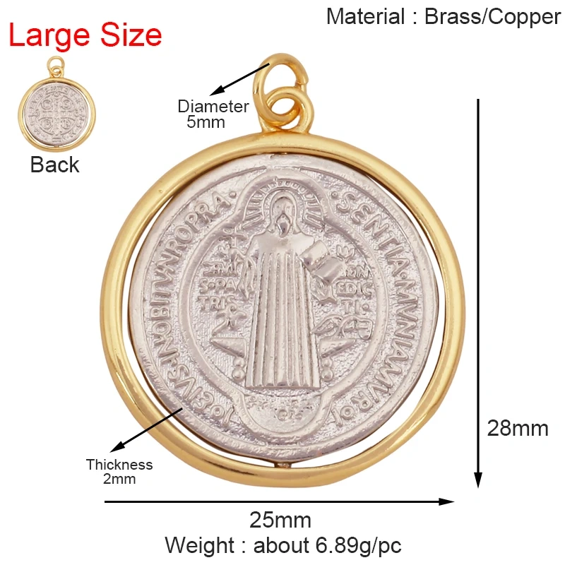 Religious Stye Jesus Virgin Mary Charm Geometry Pendant,Holy Real 18K Gold Inlaid Cubic Zirconia Jewelry Necklace Supplies S12
