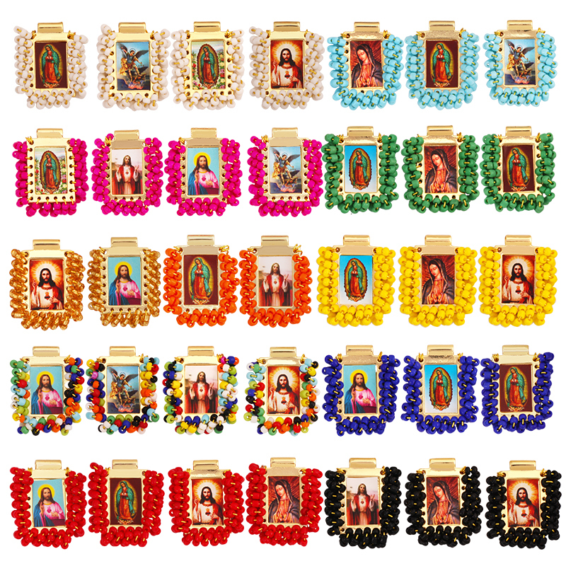 Bohemian Style Colourful Seed Glass Beads Charm Pendant,Fashion Religious Jesus Virgin Mary Jewelry Necklace Bracelet Supply K99