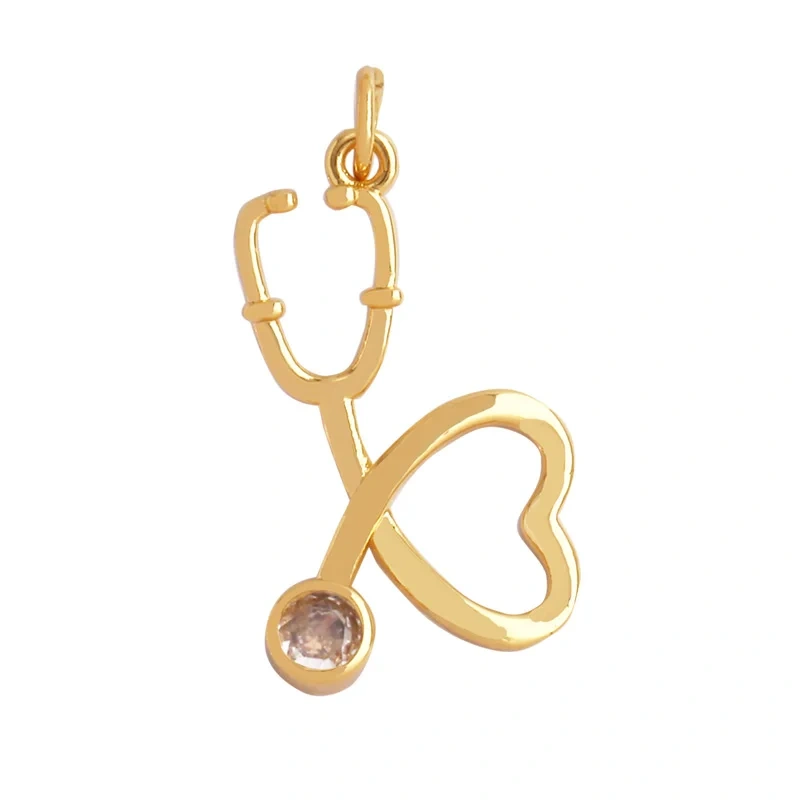 Love Heart Knife Fork Tableware Stethoscope Instrument Charm Pendant,DIY Jewelry Accessories for Necklaces Making Supplies M15