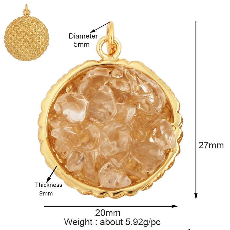 New Style Multi Color Stone Charm Pendant,18K Real Gold Plated ,Jewelry Necklace Bracelet Accessories Supplies M15