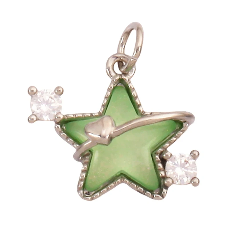 Trendy Crystal Glass Zircon Star Space Charm Pendant,Real 18K Gold Plated Necklace Bracelet DIY Craft Jewelry Making Supply S14