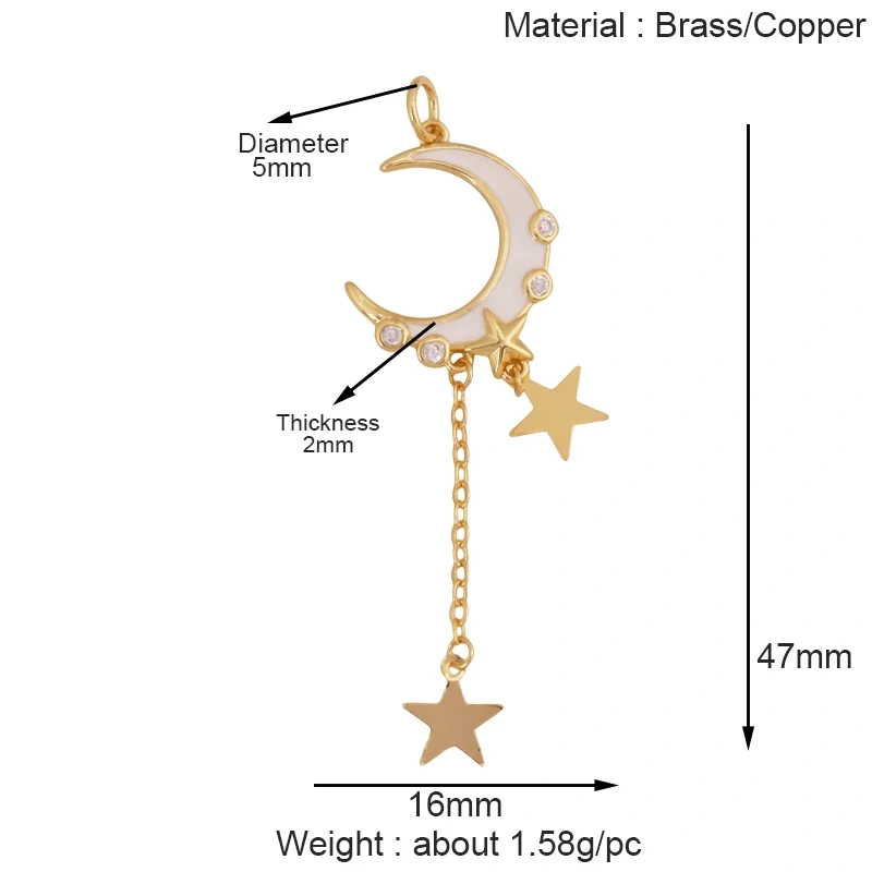 Fashion Romantic Sweet Celetial North Star Sun Moon Charm Pendant,Colorful Enamel Gift Jewelry Necklace Bracelet Accessories S20