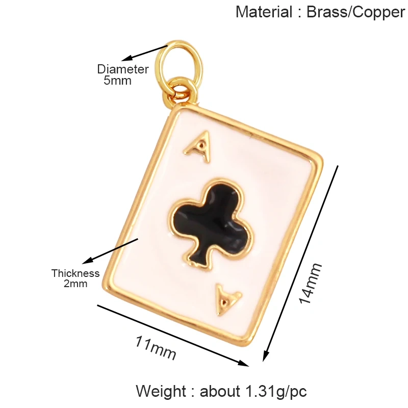 Heart Tag Postcard Playing Card Enamel Charm Pendant,Real 18K Gold Plated DIY Jewelry Accessories Bracelets Necklaces Making S25 M90