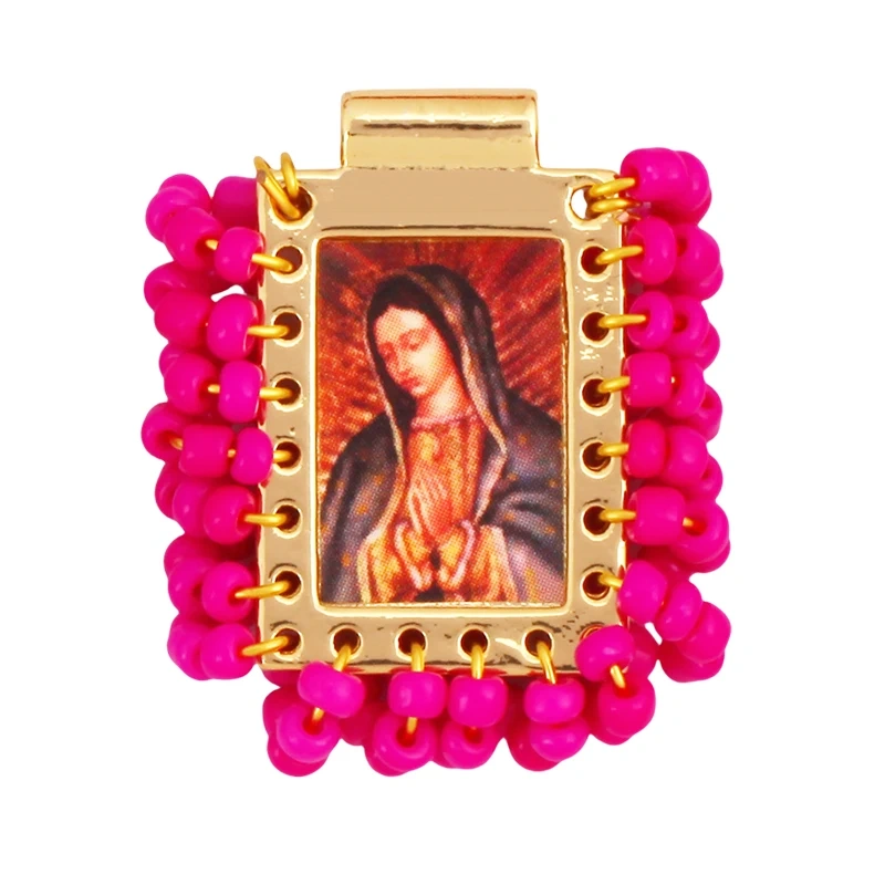 Bohemian Style Colourful Seed Glass Beads Charm Pendant,Fashion Religious Jesus Virgin Mary Jewelry Necklace Bracelet Supply K99