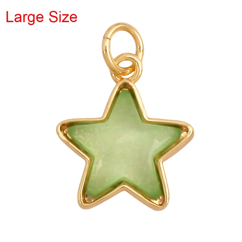 Trendy Crystal Glass Zircon Star Space Charm Pendant,Real 18K Gold Plated Necklace Bracelet DIY Craft Jewelry Making Supply S14