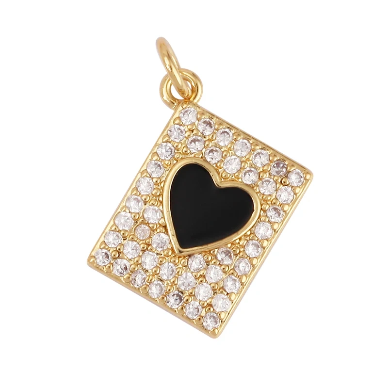 Heart Tag Postcard Playing Card Enamel Charm Pendant,Real 18K Gold Plated DIY Jewelry Accessories Bracelets Necklaces Making S25