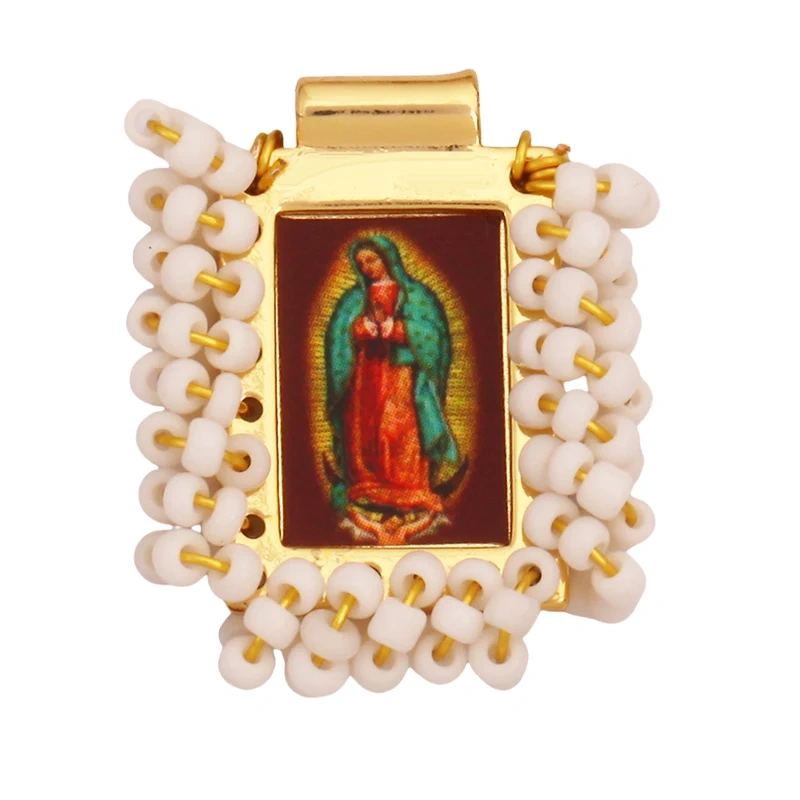 Bohemian Style Colourful Seed Glass Beads Charm Pendant,Fashion Religious Jesus Virgin Mary Jewelry Necklace Bracelet Supply K99